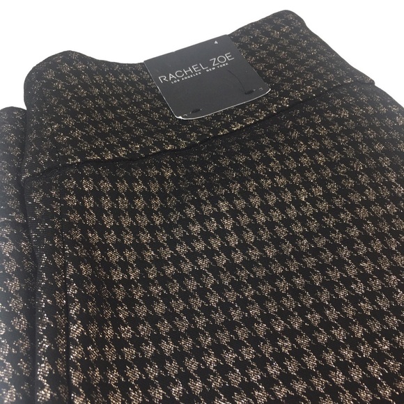 New Rachel Zoe Pants Black Gold Skinny Stretch pants high waist Size 4 - Picture 9 of 9